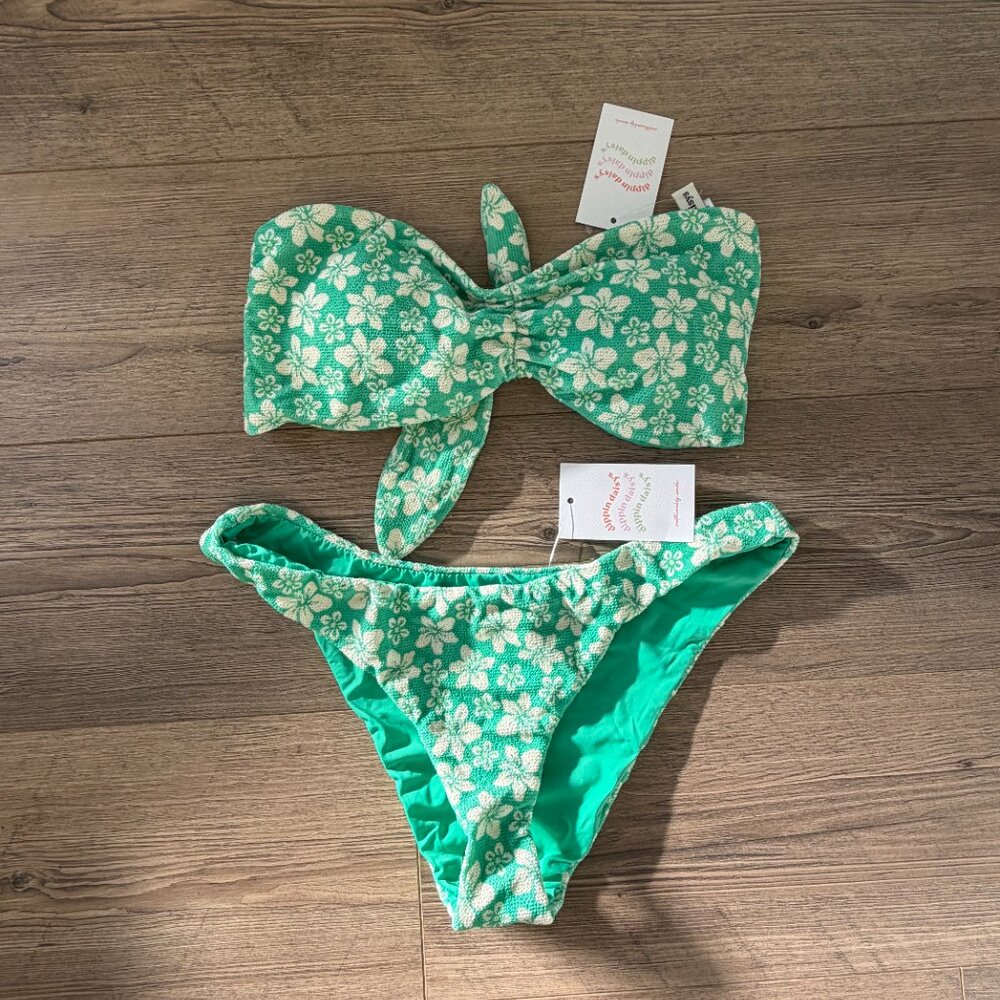 NWT Nocturnal Cheeky Bikini Hudson Bandeau Palm Paradise Large Dippin' Daisy's - Picture 2 of 6